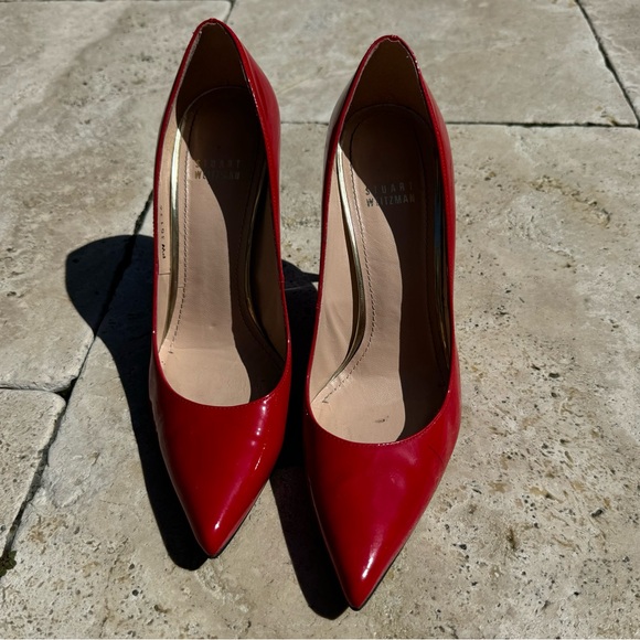 Stuart Weitzman Red Patent Leather Stuart Pumps Size 8.5 - Picture 9 of 9